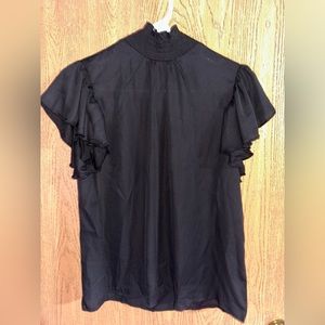 SHEIN black ruffle turtle neck top